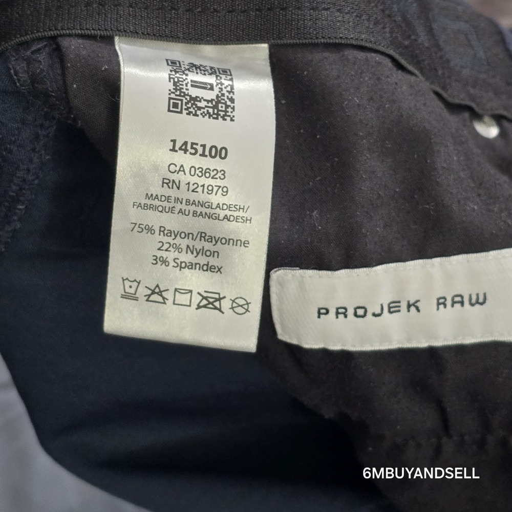 Projek Raw Mens Navy Blue Classic Fit Stretch Chino Pants 5-Pocket 38x30 145100 - Picture 2 of 11
